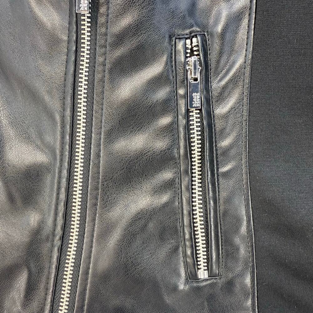 Black Rivet Vegan Leather Jacket Women's L Black GIII Moto Motorcycle Stretch - Picture 6 of 13